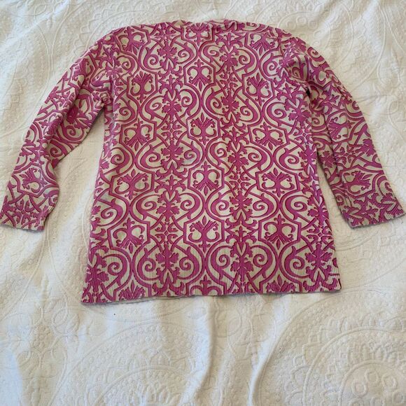 Lilly and Van size XS Victorian Baroque Pattern Preppy Country Club Cardigan - Picture 2 of 9